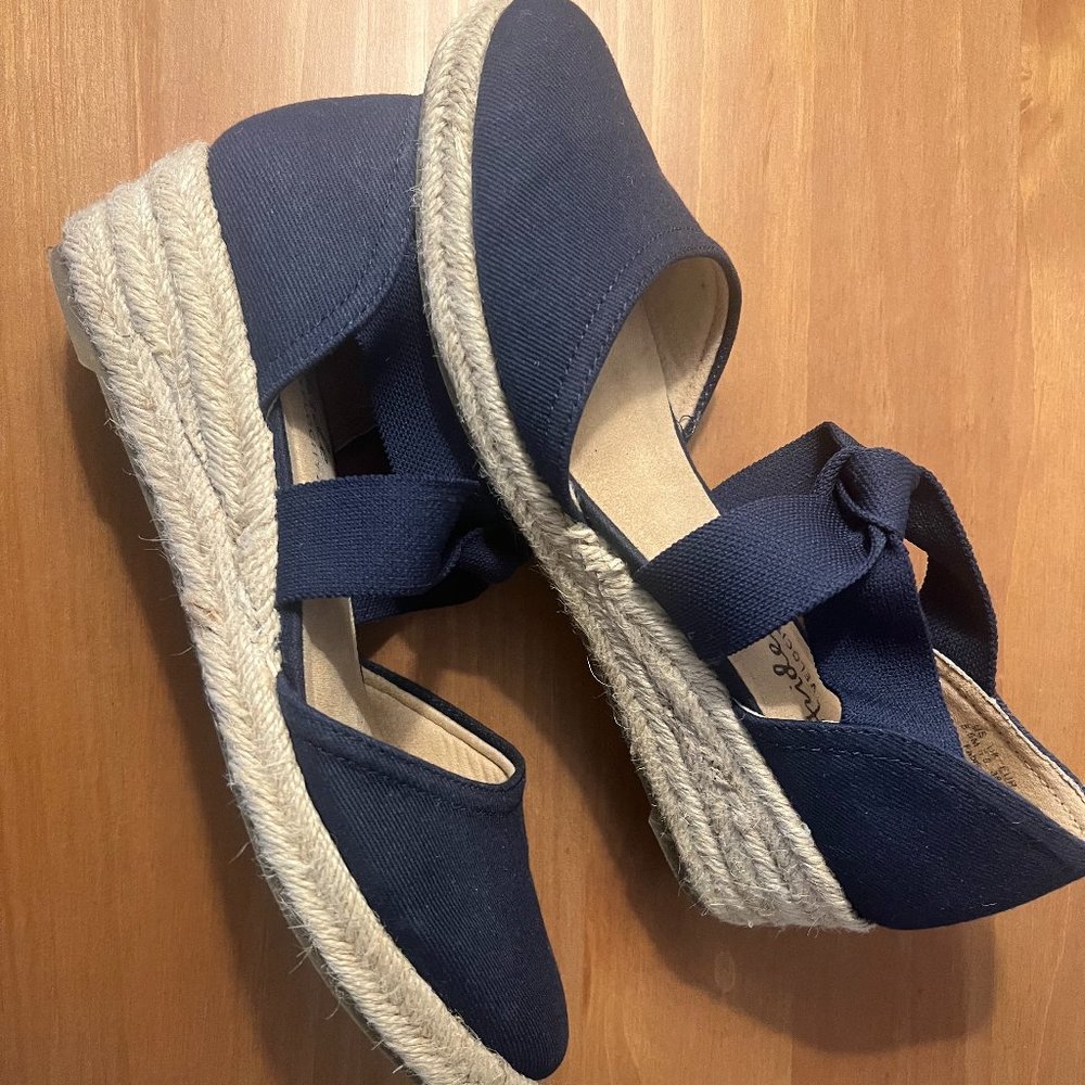 Navy Blue Wedge Espadrille Size 8.5